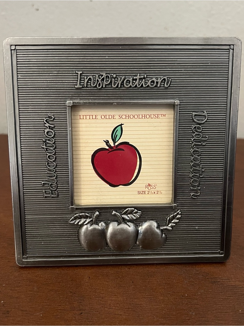 Student Teacher End of Year Silver Apple Square Photo Frame Gift Like New